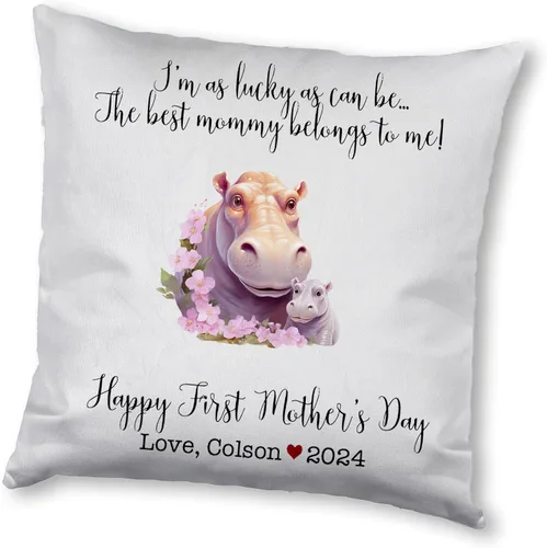 Vista 6 de Generic Custom Mama Hippopotamus with Childs, First Mother's Day Custom Pillowcase, Personalized Mother's Day Pillowcase, Gift for Mom, Home Decor