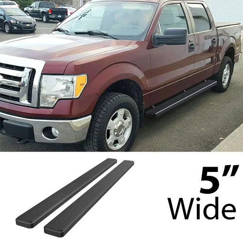 Vista 2 de Estribo iBoard para camioneta pickup Ford 2009 a 2014, F150 con cabina SuperCrew, de 4 puertas., Negro Aluminio negro
