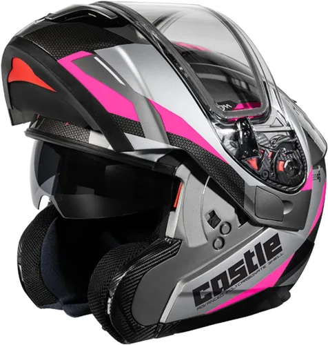 Vista 3 de Castle X Atom SV - Casco modular para motocicleta Blanco perla