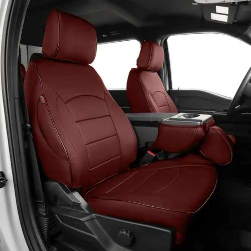 Vista 9 de EKR - Juego completo de fundas de asiento de coche F150 2021-2026 (4 Cuero (negro con borde azul)