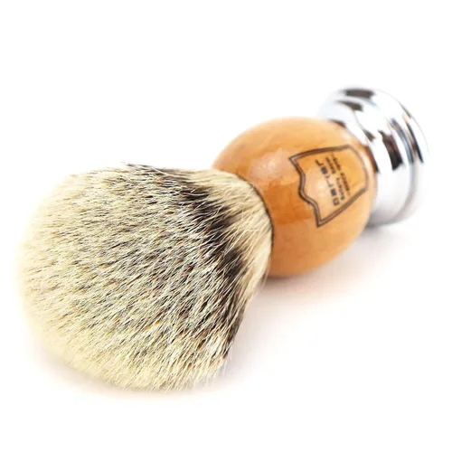 Vista 3 de Cepillo de afeitar Parker 100% Silvertip Badger - Mango de madera de olivo Nudo largo loft de 0.866 in con soporte de resina, cerdas súper suaves