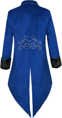 Vista 3 de Oiefeen Esmoquin Steampunk medieval, disfraz de rendimiento, ropa de hombre de Halloween, chaqueta gótica