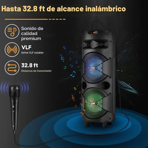 Vista 7 de Altavoz Bluetooth inalámbrico dual del partido de 8" para el canto