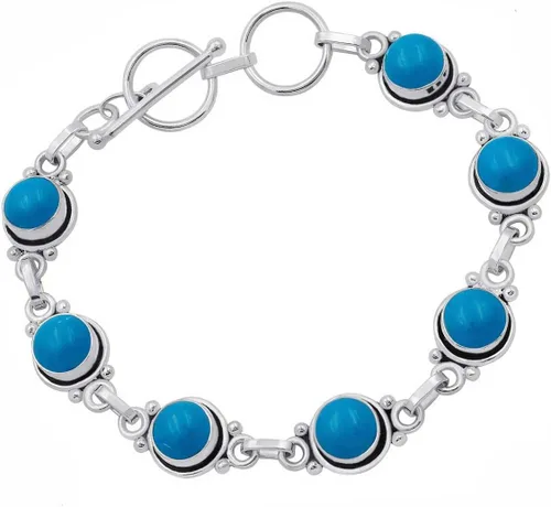 Vista 76 de Round Shape Natural & Synthetic Gemstones Silver Plated Bracelets for Women - Vintage Bohemian Style Handmade Birthstone Adjustable Link Bracelet