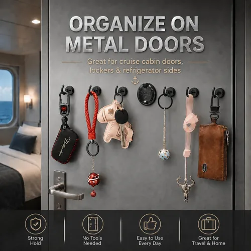 Vista 7 de Neosmuk Ganchos magnéticos, esenciales para cruceros, más de 32 libras, ganchos magnéticos resistentes para cabinas de cruceros, refrigerador