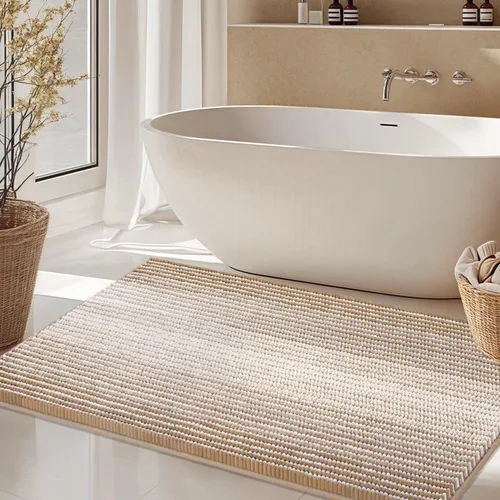 Vista 10 de Alfombras de Baño Grandes Antideslizantes de Chenilla - Alfombra de Baño para Ducha Suave Absorbente de Agua - Alfombra de Baño Delante de Bañera