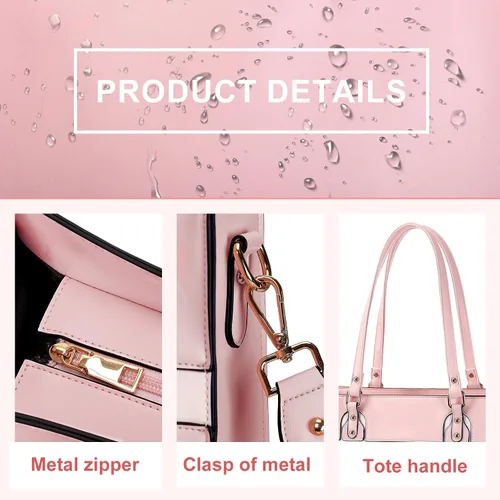 Vista 5 de MOSISO Bolsa de mano para computadora portátil para mujer, bolsa de trabajo de piel sintética con compartimento para laptop compatible con laptop