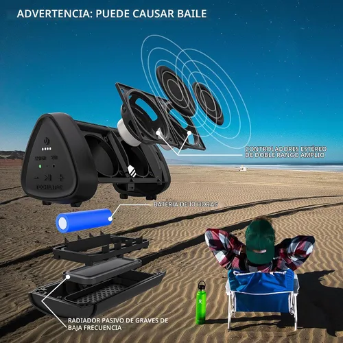 Vista 5 de Tech-Life Mini altavoz Bluetooth inalámbrico portátil pequeño con alto volumen para actividades al aire libre - Altavoz Bluetooth impermeable