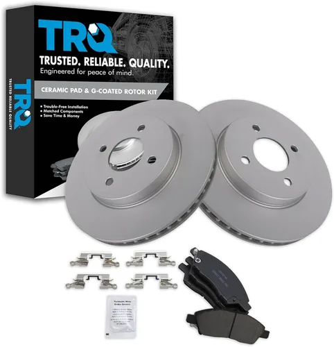 Vista 117 de TRQ Juego de pastillas de freno delantero y rotores con revestimiento de cerámica compatible con Jeep Compass Patriot 2017