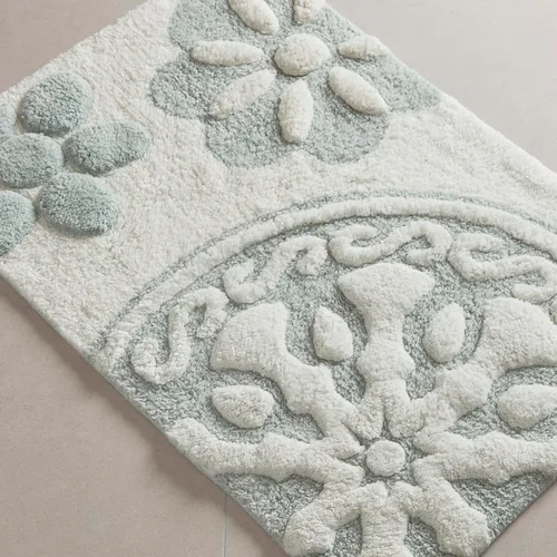 Vista 8 de Madison Park Casablanca 100% Cotton Tufted Bathroom Rugs Luxurious Plush Medallion Floral Pattern Bath Mat Absorbent, Quick Dry, Spa Design Shower