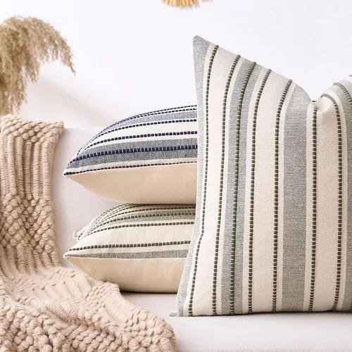 Vista 5 de Fundas de almohada verdes de 18 x 18 pulgadas, fundas de almohada decorativas bohemias de otoño verde y beige para sofá, decoración moderna