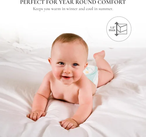 Vista 5 de Sleep & Beyond My Topper - Cubrecolchón de lana, funda de percal de algodón cómodo para todo el año, lavable, transpirable, alivio de presión, sueño