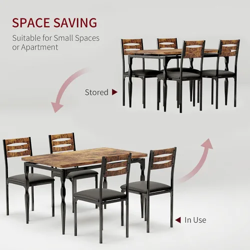 Vista 3 de IDEALHOUSE Juego de mesa de comedor de 5 piezas, juego de mesa de comedor y sillas de estilo industrial para 4, juego de mesa de cocina para Marrón