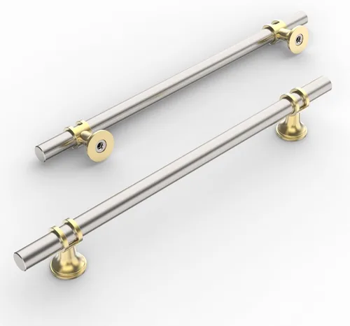 Vista 30 de Amerdeco ZH0050 - Paquete de 10 pomos de bronce champán para gabinetes, barra en T de 2 pulgadas, manijas de gabinete de cocina, manijas