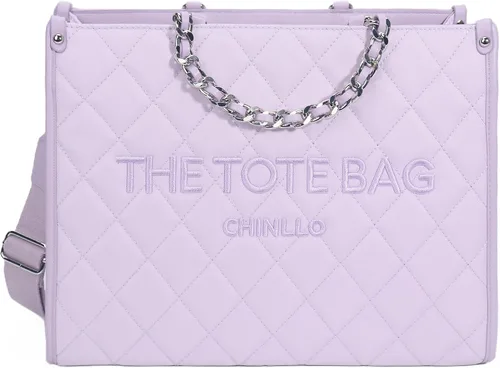 Vista 29 de Chinllo - Bolso de mano para mujer, bolsa satchel con asa superior y correa para el hombro Acolchado blanco
