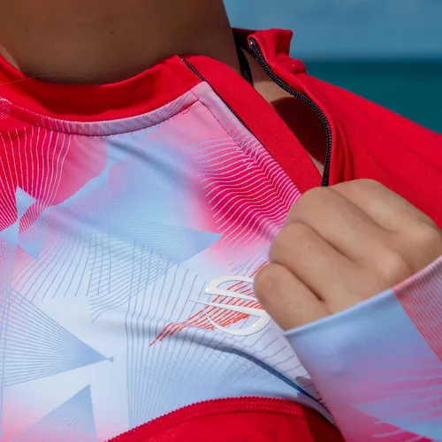 Vista 4 de Camiseta de natación de manga larga con protección solar UV UPF 50+ con cremallera para mujer