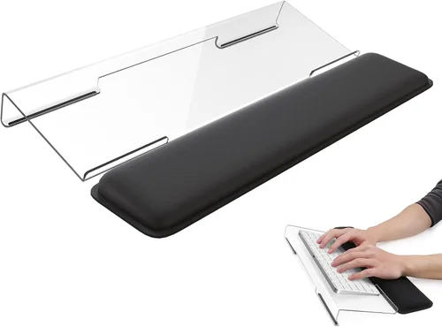 Vista 15 de Laborio Soporte de muñeca para teclado de computadora para escritorio, soporte para teclado para escribir fácilmente con almohadilla de muñeca
