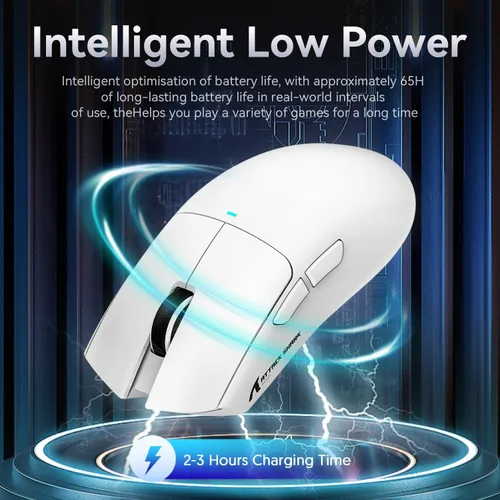 Vista 5 de ATTACK SHARK X11 Ultra-Light Triple Mode Gaming Mouse PAW3311 Sensor óptico 22K DPI 5 botones programables con soporte de carga magnético para Blanco