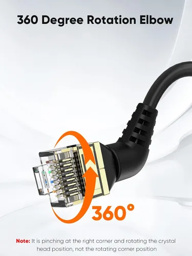Vista 7 de CableCreation Cable Ethernet de ángulo recto CAT8, cable de red LAN CAT8 de rotación de 360° con conector blindado RJ45, cable de conexión de 40