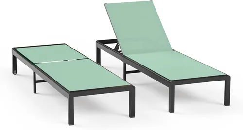 Vista 18 de Tumbona de aluminio para patio al aire libre con ruedas, color Caqui