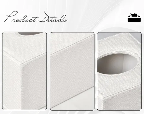 Vista 4 de COLYLAN Funda de Caja de Paños Cuadrada Soporte de Caja de Paños para Baño (Beige)