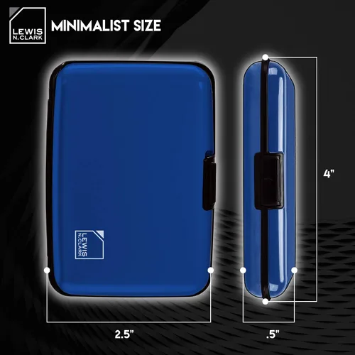 Vista 2 de Lewis N. Clark Cartera de aluminio RFID, Azul Patchwork, Mini cartera de aluminio RFID, soporte para tarjetas de crédito, funda para tarjetas