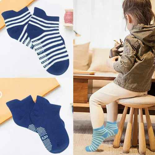 Vista 6 de Tphon Calcetines antideslizantes para niños pequeños con agarre, 12 pares de calcetines antideslizantes para niños y niñas de 1 a 7 años