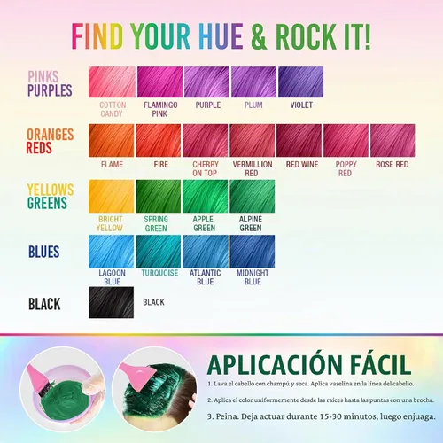 Vista 6 de Punky Alpine Green Color Semipermanente para el Cabello - Tinte Acondicionador para el Cabello Vegano y Libre de Crueldad, Dura Hasta 35 Lavados