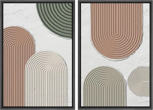 Vista 33 de SIGNWIN Lienzo enmarcado para pared, juego de arte con anillos de árbol de bosque grunge en blanco y negro, ilustraciones de naturaleza silvestre