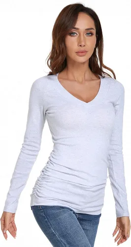 Vista 3 de AmélieBoutik Camiseta de manga larga raglán con cuello en V para mujer
