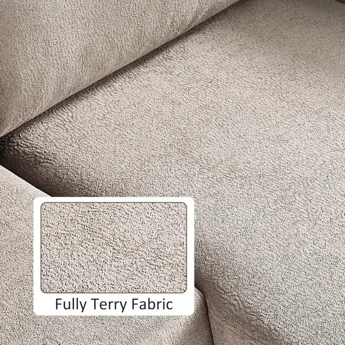 Vista 9 de Sofá cama de 84 pulgadas con cama extraíble, diván de almacenamiento, camello de rizo