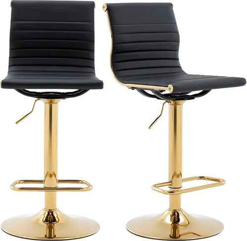 Vista 13 de chairus Juego de 2 taburetes de bar giratorios modernos, taburetes de bar ajustables con altura de mostrador, taburetes de piel sintética sin brazos