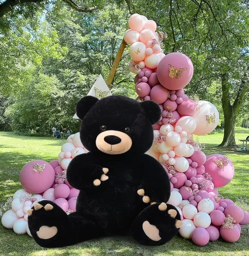 Vista 8 de MorisMos Oso de peluche gigante de 5 pies, 59 pulgadas, oso de peluche negro grande para decoración de fiesta de baby shower, regalo de animal