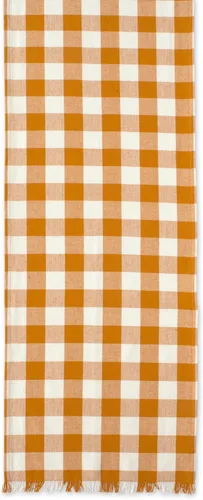 Vista 3 de DII - Colección de mesa con flecos pesados y cuadros, camino de mesa, 14x72 pulgadas, calabaza y especias Naranja