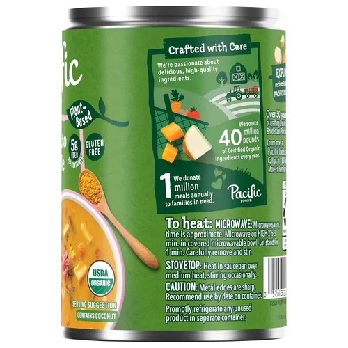 Vista 6 de Pacific Foods - Sopa orgánica de curry con papa y verduras, lata de 16.3 oz