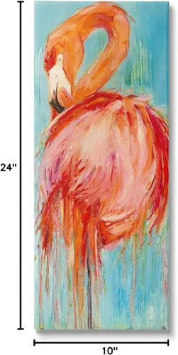 Vista 10 de Stupell Industries Pintura abstracta de flamencos atrevidos, arte en lienzo, 10 x 24 pulgadas, fácil de colgar y resistente, fabricado en Estados