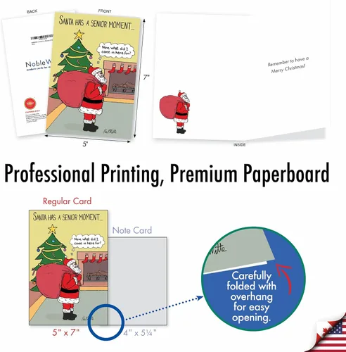 Vista 4 de NobleWorks 12 Divertidas Tarjetas de Felicitación de Navidad en Caja a Granel con Sobres de 5 x 7 Pulgadas (1 Diseño, 12 de Cada Una) Santa's Senior