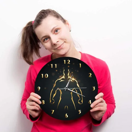 Vista 5 de The Geeky Days Reloj de tiempo de entrenamiento de fuerza, arte deportivo, gimnasio, sin tictac, reloj de pared para fitness, culturismo