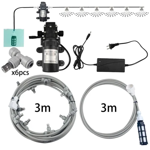 Vista 2 de Kit de sistema de refrigeración por nebulización al aire libre con kit de filtro de bomba silenciosa, línea de nebulización + rociadores de latón