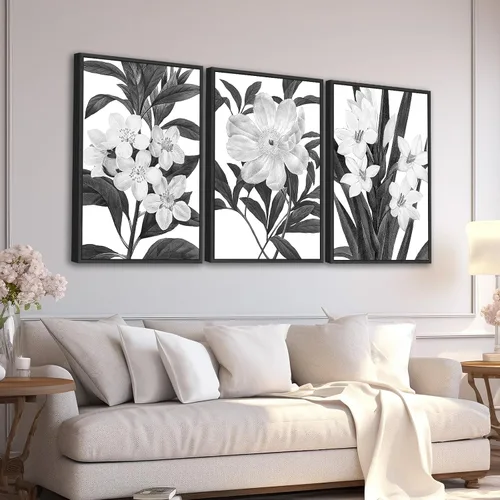 Vista 10 de Arte de Pared Botánico Enmarcado Grande - Decoración de Pared de Hojas Tropicales 16"x24" Juego de 3 Impresiones de Arte Bohemio Beige Pintura