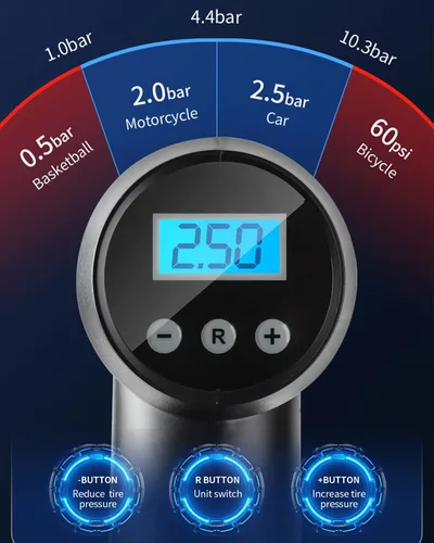 Vista 5 de Inflador de neumáticos, compresor de aire portátil, bomba de aire automática de 12 V CC para neumáticos de automóvil, 150 PSI con medidor de presión
