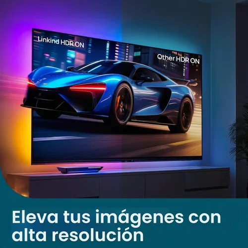 Vista 4 de Linkind Retroiluminación para TV, caja de sincronización HDMI 2.1 con tecnología AI LumiSync, compatible con 8K@60Hz, retroiluminación LED