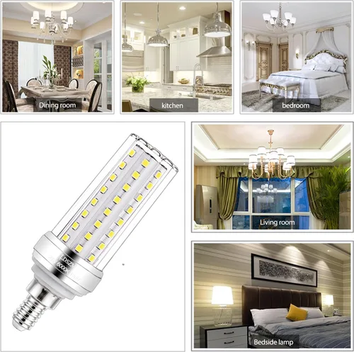 Vista 6 de Bombillas LED E12 de maíz [4.4 x 1.18 pulgadas], bombilla LED E12 de 20 W, equivalente a 150 W, 2000 lúmenes, 5000 K, luz blanca fría, no regulable