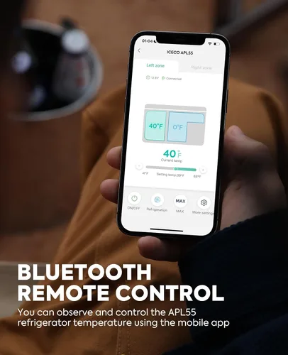 Vista 8 de ICECO APL55 Refrigerador portátil de dos zonas con control Bluetooth, refrigerador de 55 litros de 12v con compresor SECOP, DC 12/24V, CA 110-240V