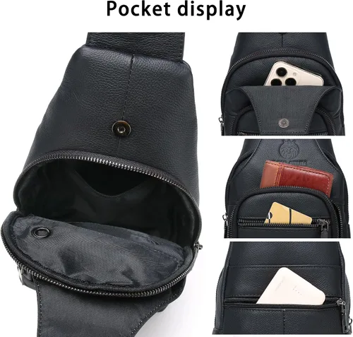 Vista 135 de LUKZIJAES Bolso bandolera de cuero genuino para hombre