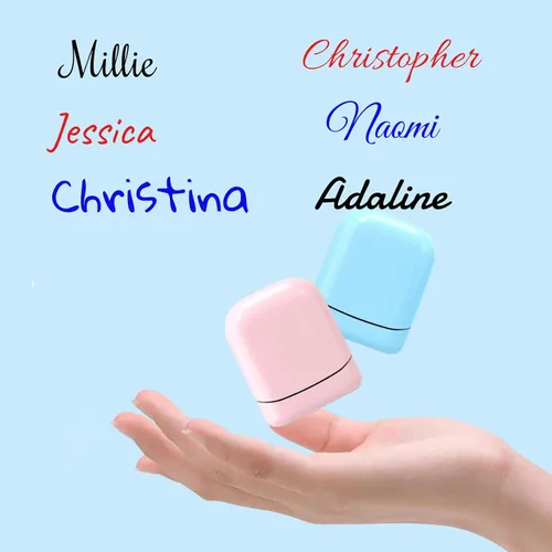 Vista 2 de Sellos de nombre personalizados, sello de firma personalizado, 11 opciones de fuente y 3 colores de tinta