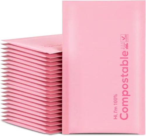 Vista 9 de Sobres de burbujas 100 % biodegradables de 4 x 8, 25 sobres de papel kraft negro #000 compostables, bolsas autoadhesivas ecológicas