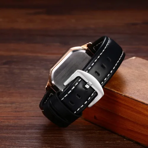Vista 3 de Avaner Relojes de pulsera para hombre, reloj de cuarzo analógico cuadrado de cuero con calendario