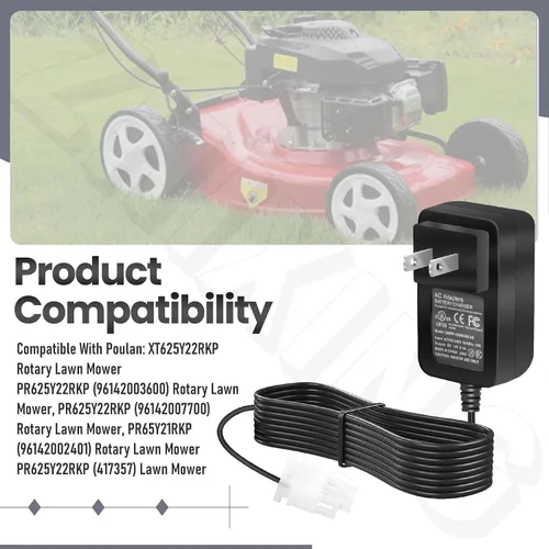 Vista 6 de 587007101 Cargador de batería para cortacésped – Cargador de 12 V por compatible con Husqvarna Craftsman Sears 532190097 HD725FE, HU675FE, HU725E