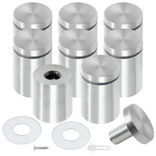 Vista 13 de Luomorgo 12 piezas tornillos separadores de acero inoxidable de 1" x 1", herrajes de montaje para letreros de pared, separadores de vidrio